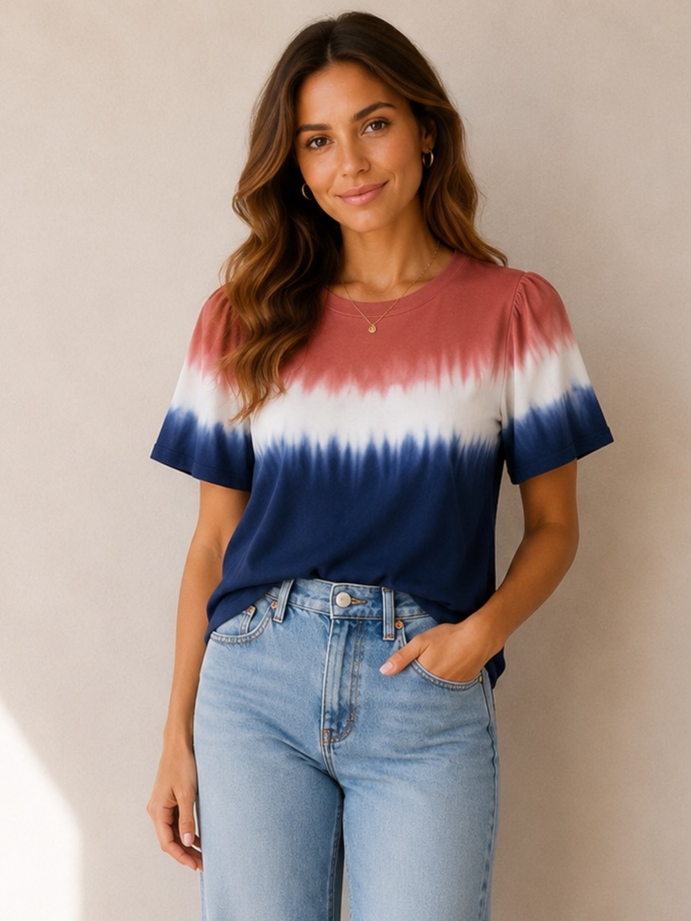Good Hart Red White Blue Tie Dye Top XS NWT
